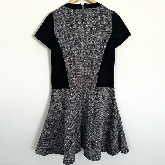 Madewell Textured Tribune Tweed and Black Color Block Short Sleeve Dress, Size 0 - Picture 3 of 9